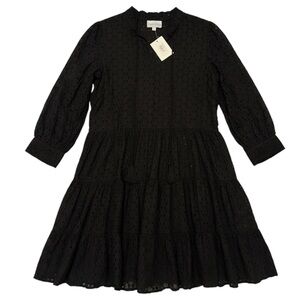 Charlotte Kellogg Black Cotton Eyelet Lined Dress – Size Small